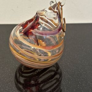 Handcrafted Glass Ornament with Swirls